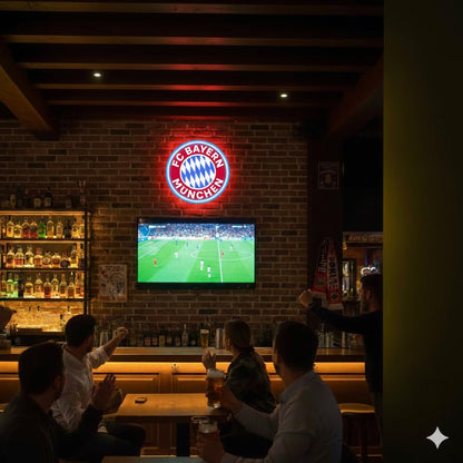 SOLOLED Letrero de Neón LED Escudo futbol Bayern champions Ligue de Pared, Luz Colgante vinilo, metacrilato neón led 40x30cm aproximadamente 12 v