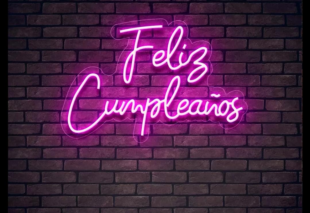 Letrero de Neón Feliz cumpleaños Cartel Luminoso Decorativo APROXIMADAMENTE 70CM ALIMENTADOR 12 V