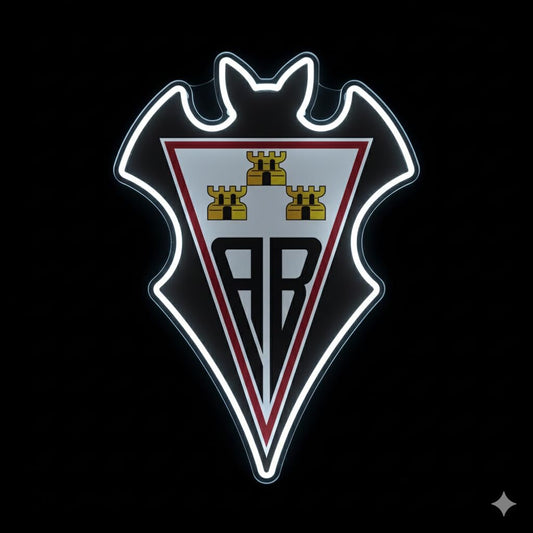 SOLOLED Letrero regalo Escudo 2° división Albacete Luz de Pared con Corona,colores iluminados brillantes con base metacrilato,neón led y vinilo 40x30 cm aproximadamente con cadena y alimentación 12v