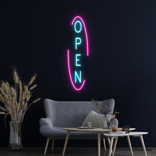 Letrero LED de Neón 'OPEN', Luz Decorativa, Azul y Rosa