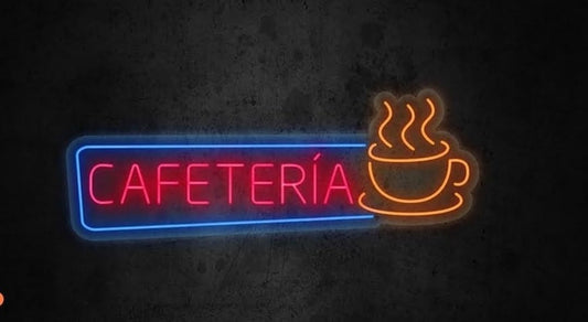 Letras de Neón Led Cafetería - Metracrilato, Tamaño M, L, XL - Señalización Decorativa para Negocios