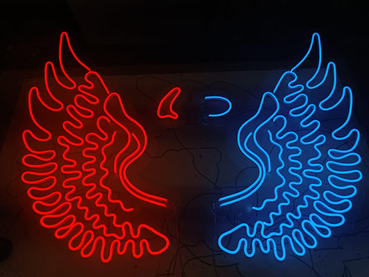 Letrero LED de Neón con Alas de Ángel y Demonio, Luz Decorativa de Pared, Rojo y Azul, para Dormitorio, Bar, Fiestas