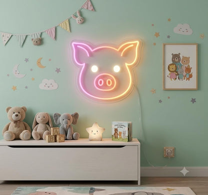SOLOLED letrero Neon led iluminado cerdo Personalizado cerdo Medida aproximadamente 40 cm cartel luminoso decoracion pared habitacion Fiestas,Escaparate negocio bar base metacrilato transparente