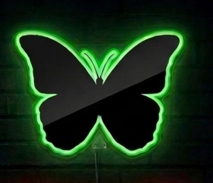 SOLOLED letrero Neon led Personalizado Mariposa verde Medida: 40 cm x 40 cm - 12v -cartel luminoso decoracion pared,habitacion,Fiestas,Escaparate, negocio, bar,-base metacrilato transparente
