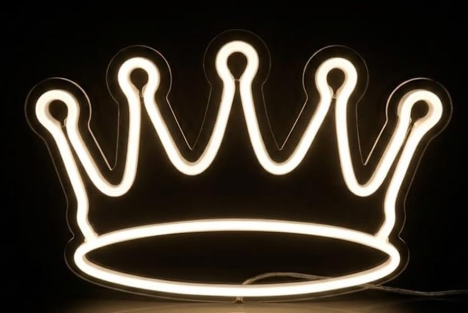 Cartel de Neón LED "Corona Real" – Elegancia y Brillo para Habitaciones Infantiles y EventosArtesanal Hecho en España (cadena,cable de 1.5 m y alimentación 12 v medidas 40x,30cm