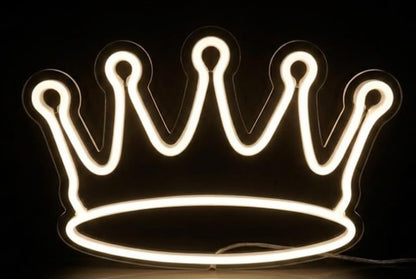 Cartel de Neón LED "Corona Real" – Elegancia y Brillo para Habitaciones Infantiles y EventosArtesanal Hecho en España (cadena,cable de 1.5 m y alimentación 12 v medidas 40x,30cm