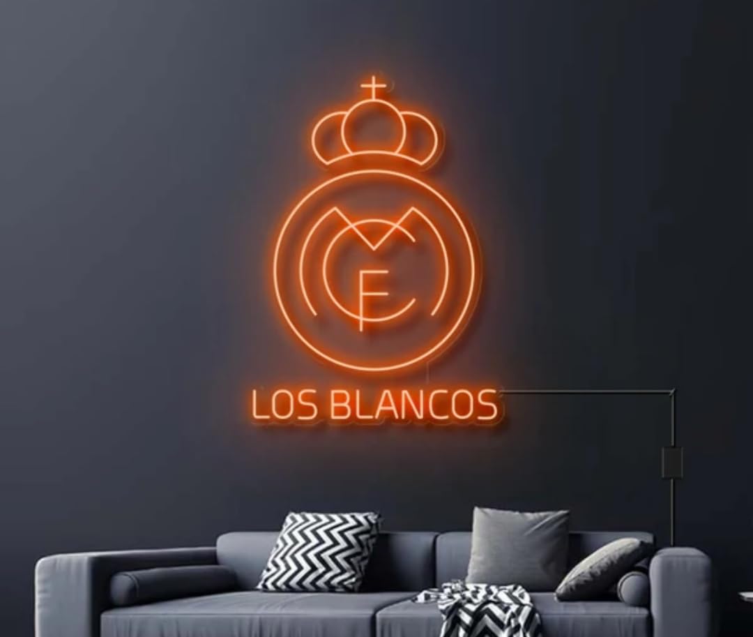 Letrero LED Neón Personalizado (Nombre no incluido) escudo, Iluminación Interior, Diseño escudo R.Madrid.