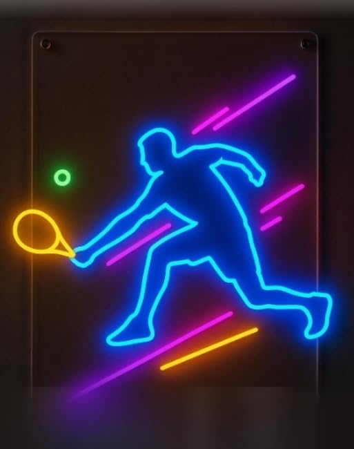 Letrero LED de Neón Deportivo, Jugador de pádel, Iluminación Decorativa Multicolor