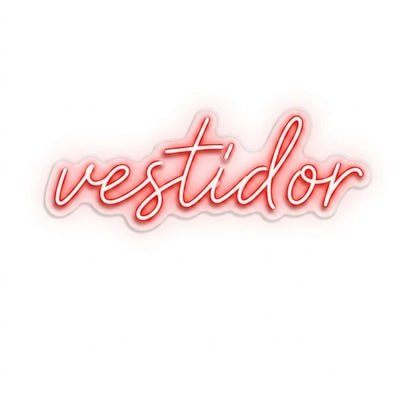 Letrero Neón de Vestidor, Luz neón LED, Rojo, Decoración de Pared con base metacrilato transparente, cadena, cable de 1.5 m y alimentación 12 v medidas 75x25 cm