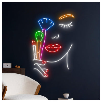 MENGE Lámpara de señalización Letrero De Neón Para Maquillador, Cosméticos, Productos Belleza, Luz LED, Escaparate, Entrada Comercial, 63cm