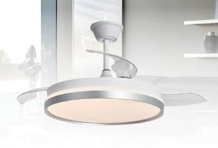 Genérico andiluz Noia Blanco Ventilador de Techo LED, Luz Integrada, Diseño Moderno, Color Blanco