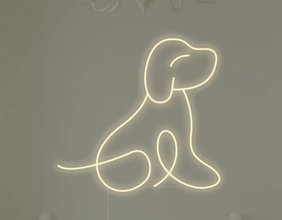 Letrero Perrito Cartel Luminoso LED Escaparate, Decoración de Pared en Metacrilato, Luz Brillante, aproximadamente 50cm alimentación 12v