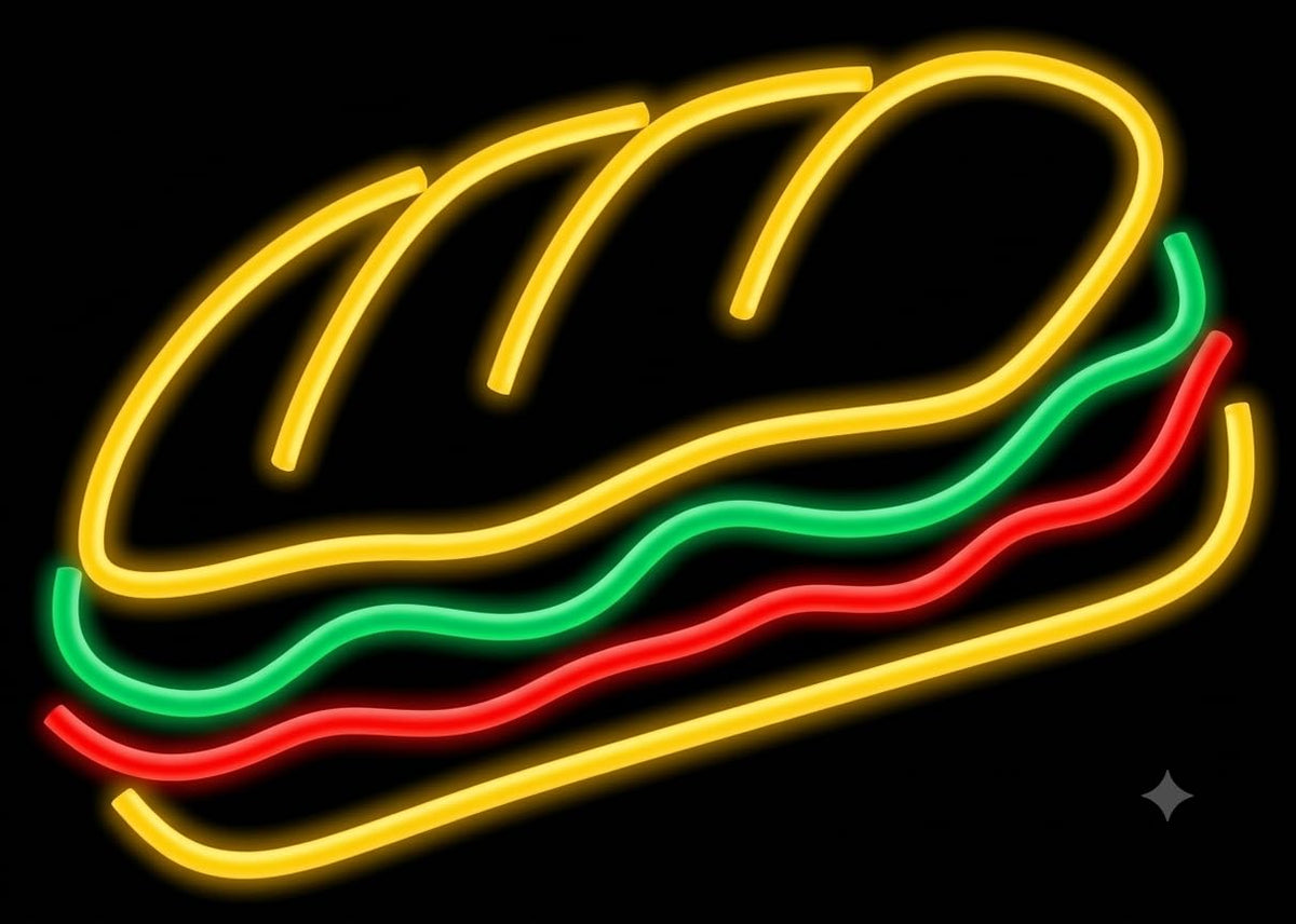 Letrero LED Decorativo de Bocadillo de Iluminación Neón, Diseño de Comida Bar, Multicolor, Material Acrílico, Alimentación 12v, Medidas 60x30