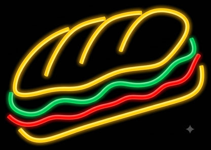 Letrero LED Decorativo de Bocadillo de Iluminación Neón, Diseño de Comida Bar, Multicolor, Material Acrílico, Alimentación 12v, Medidas 60x30