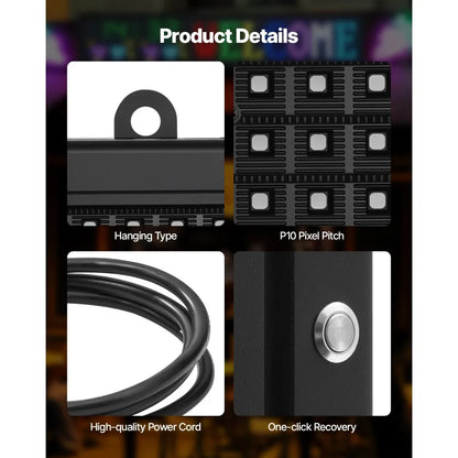 letrero LED Programable 131 x 19 cm Panel Digital Flexible Desplazable a Todo Color Tablero de Visualización con Patrón de Texto Personalizado Control de Aplicación Bluetooth para Publicidad