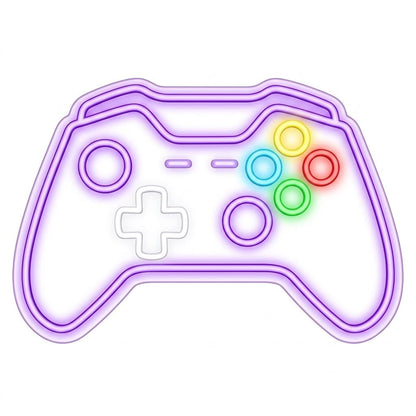 Letrero Neón de Mando de Videojuegos, Luz neón LED, Multicolor, Decoración de Pared con base metacrilato transparente,cadena,cable de 1.5 m y alimentación 12 v medidas 50x35 cm