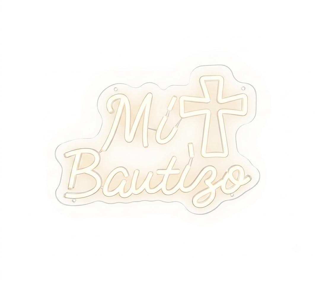 Letrero de Neón LED 'mi bautizo, Cartel Luminoso Decorativo 50 cm aproximadamente ALIMENTADOR 12 V