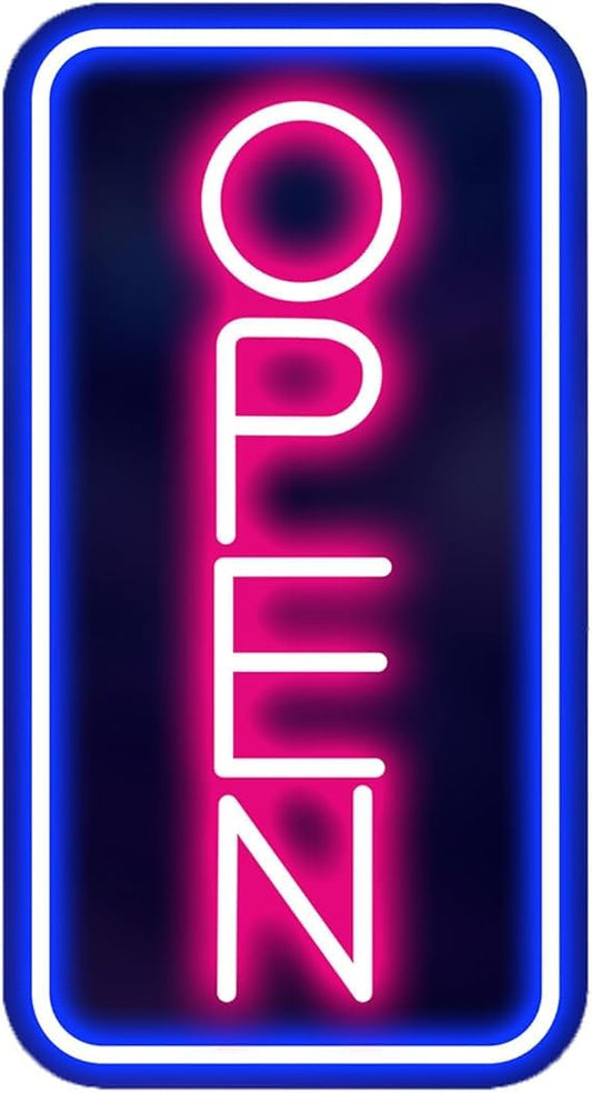 Letrero de neón abierto ajustable brillo LED neón signo abierto lámpara de neón cartel decoración para tienda de pasteles de bar 22 cm x 42 cm alimentacion 12v