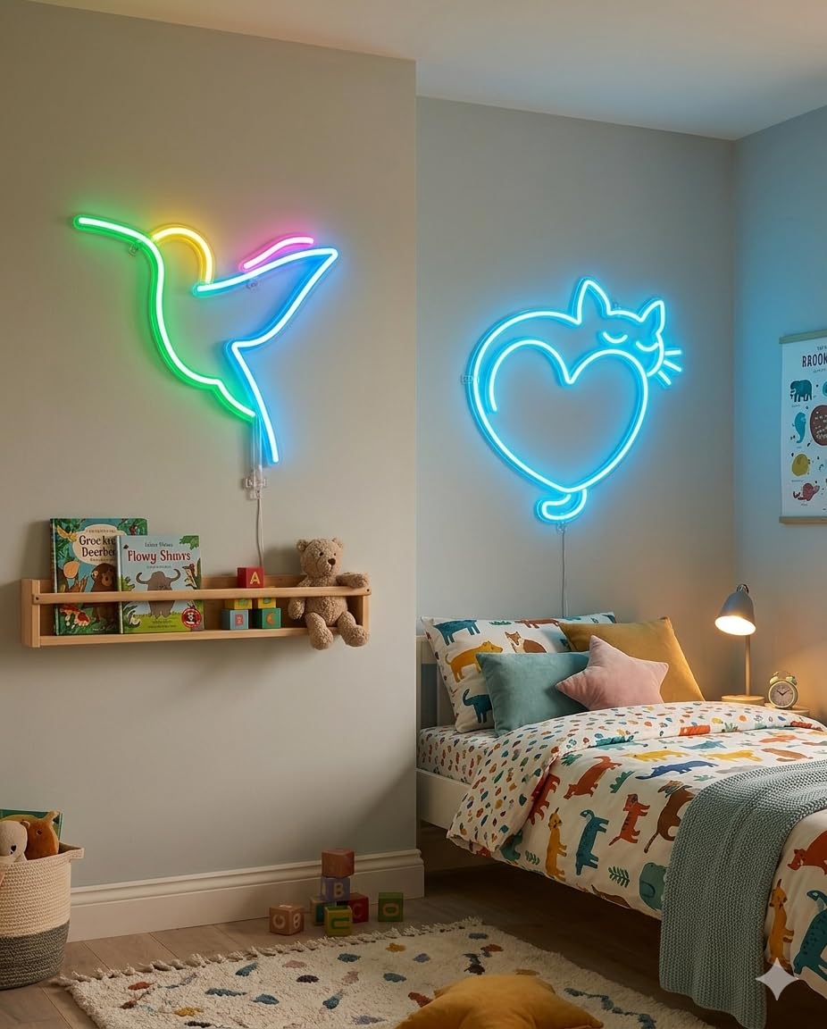 soloLED Letrero bajo coste regalo niño Cartel Luminoso LED Escaparate, Decoración de Pared en Metacrilato, Luz Brillante, aproximadamente 30 y 40cm alimentación 12v