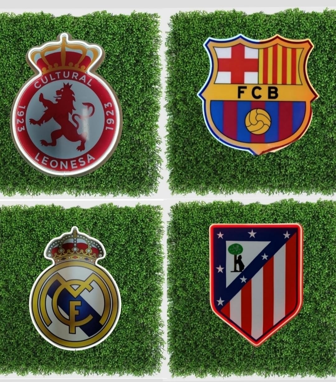 SOLOLED Colección de Escudos de Fútbol 16 escudos de la liga de futbol española vinilo,metacrilato y neon led De toda la liga de 1º división española de futbol solo inluido 1 escudo.