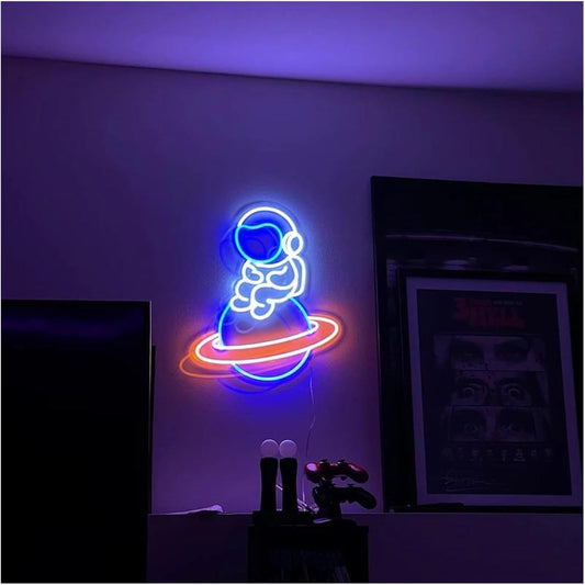 Neón Planeta Nave Espacial LED Letrero De Neón Luz Dormitorio Decoración De La Habitación Del Niño Letrero De Neón Decoración De La Barra Luz Nocturna