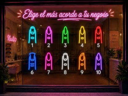 soloLED Letrero bajo coste UÑAS Cartel Luminoso LED Escaparate, Decoración de Pared en Metacrilato, Luz Brillante, aproximadamente 40 y 50cm alimentación 12v