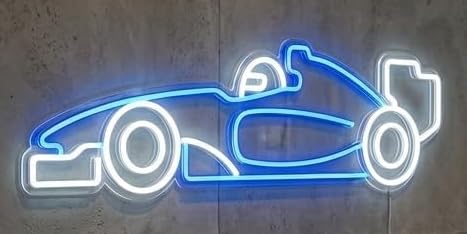 soloLED Letrero Coche deportivo carrera azul Cartel Luminoso LED Escaparate, Decoración de Pared en Metacrilato, Luz Brillante, aproximadamente 51x21cm alimentación 12v