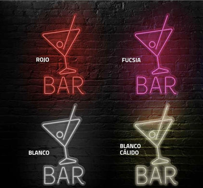 Neon con la palabra Bar 8 colores diferentes Uso interior Luminoso Tamaño: (50 x 92) cm