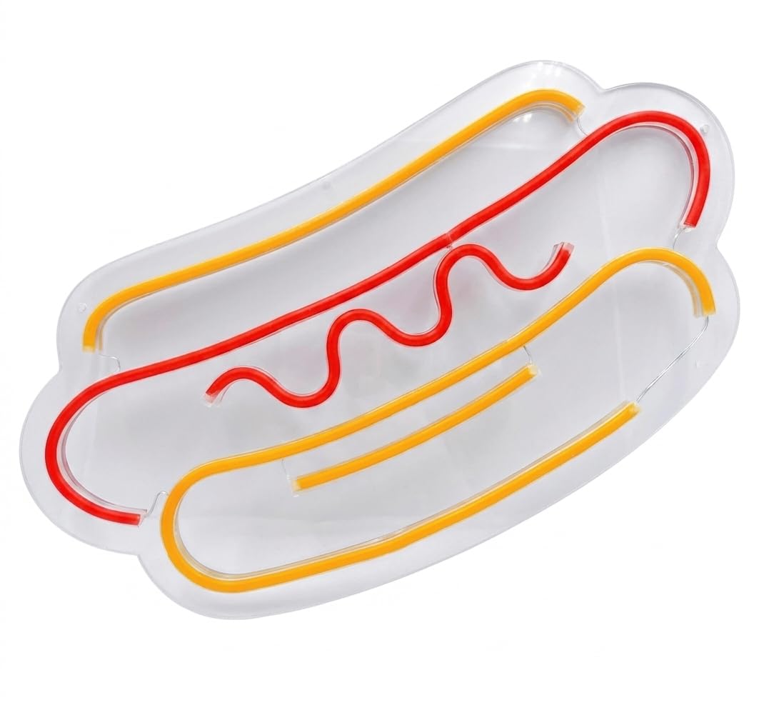 SOLOLED Letrero bajo costePerrito caliente abierto Cartel Luminoso LED Escaparate, Decoración de Pared en Metacrilato, Luz Brillante, aproximadamente 40x25cm alimentación 12v