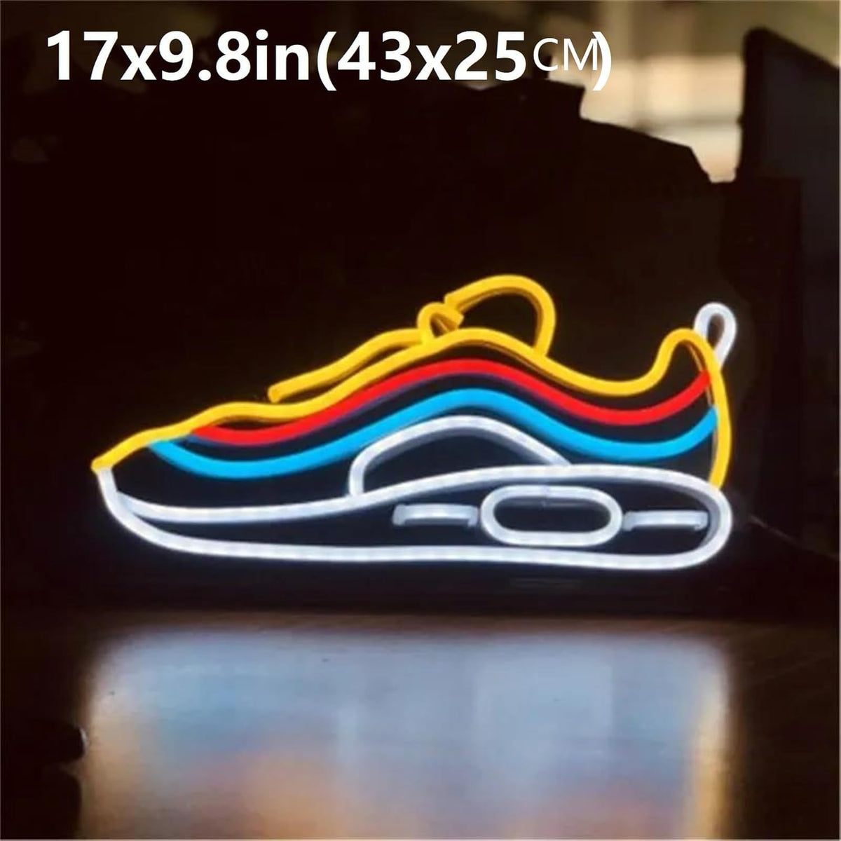 Letrero Neón LED Zapatos Deportivos para Decoración de Pared, Tienda, Sala de Juegos, Dormitorio, Bar, Material Acrílico con Tira LED, Medidas 43x25 cm
