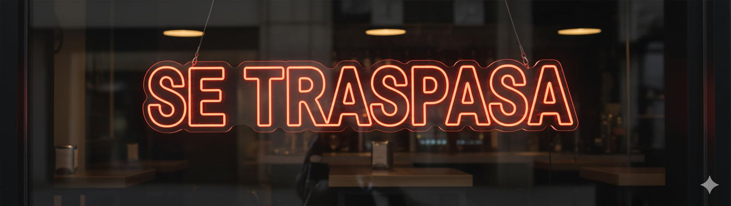 Letrero de Neón LED 'Se Traspasa', Rojo, Montaje en Pared, Iluminación Decorativa