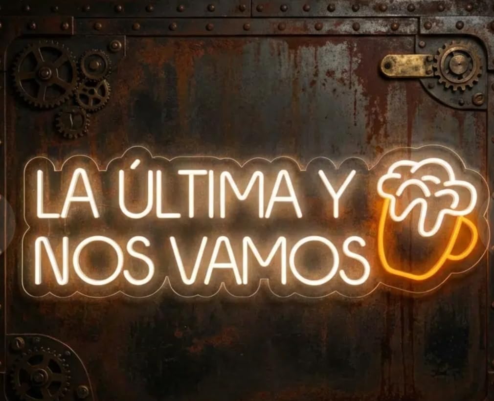Letrero de Neón LED la última, Cartel Luminoso Decorativo con Corazón, Luz Blanca y Rosa 70x40CM ALIMENTADOR 12 V