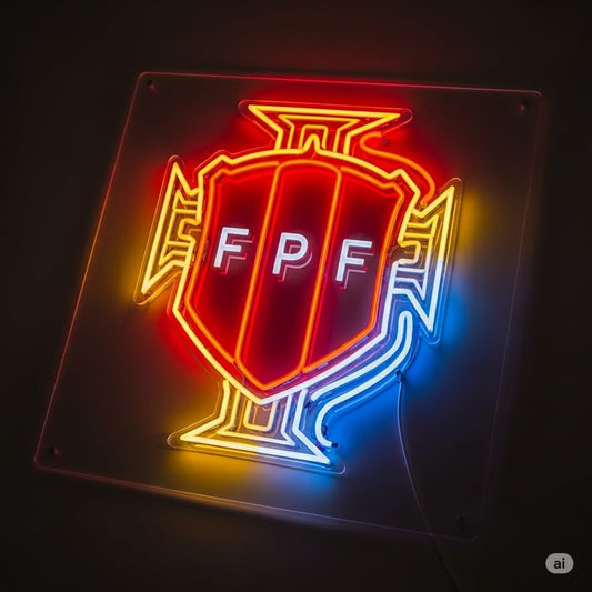 Letrero de Neón LED PORTUGAL, Iluminación Decorativa Multicolor, Diseño Retro, Rojo Azul y Amarillo
