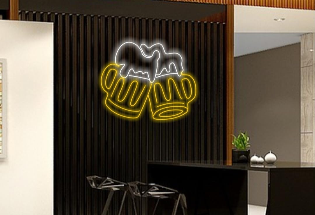 Lámpara de Neón LED para Bar, Diseño de Cerveza, Iluminación Decorativa, Blanco y Amarillo