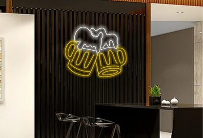 Lámpara de Neón LED para Bar, Diseño de Cerveza, Iluminación Decorativa, Blanco y Amarillo