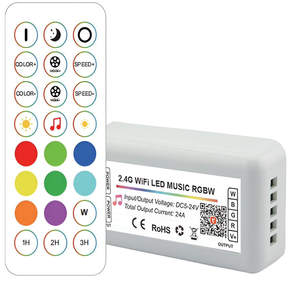 Controlador LED Tuya Wifi 2,4G RF RGBW 24 Teclas [HLP-YS-WIFI-RF24-04]
