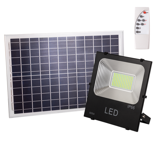 Foco Proyector LED 100W 10.000Lm 4000ºK Solar Sensor 100W + Control Remoto Panel 6V/25W 40.000H   [HO-626005-W]