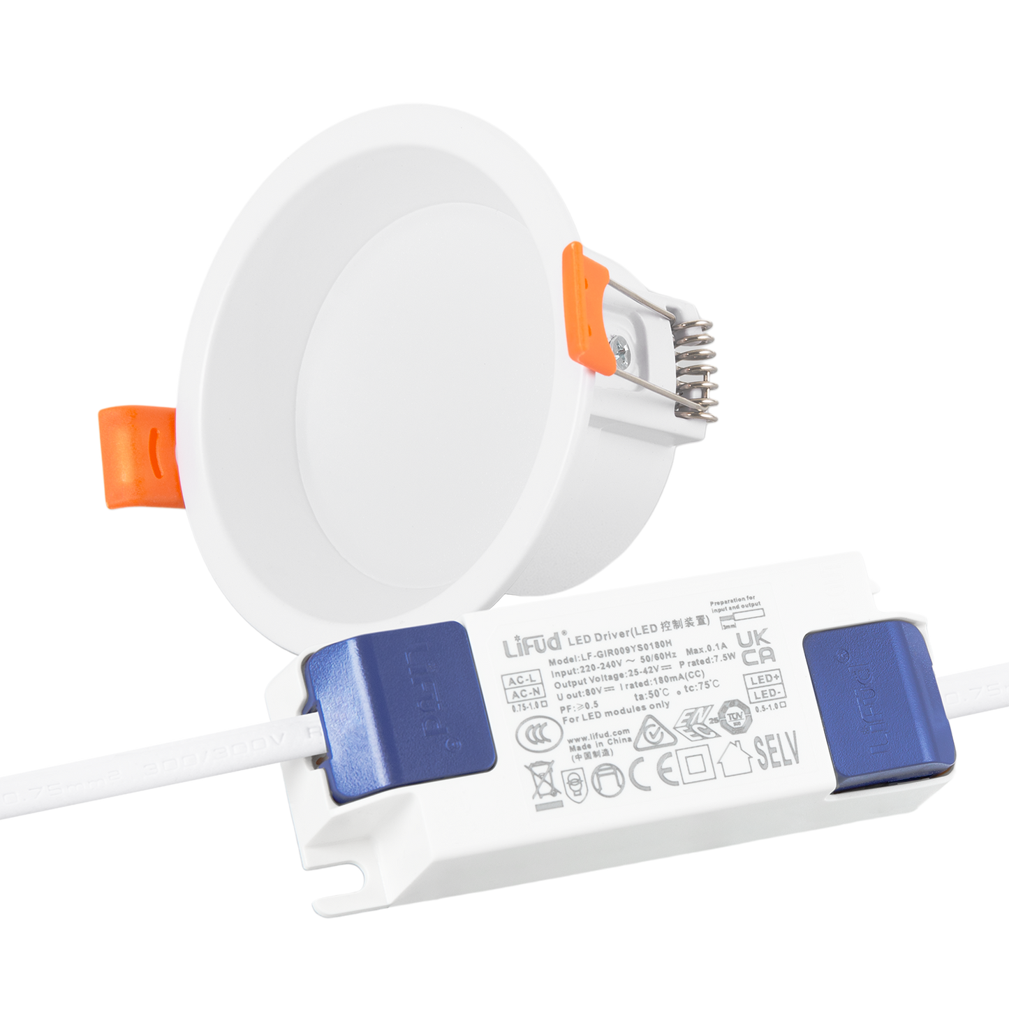 Downlight LED 7W 140Lm/W Driver LIFUD Flicker Free 4000ºK [HO-DL01-LI-7W-W]