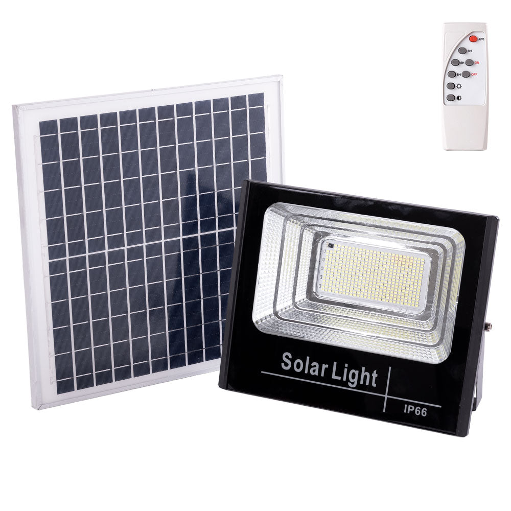 Proyector LED Solar 150W 4000K Panel: 6V/15W Batería: 3,2V/10000MaH Control Remoto  [HO-SOLARFL-150W-01-W]
