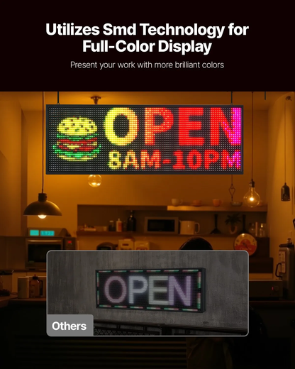 Letrero LED Programable 99 x 35 cm Panel Digital Flexible Desplazable a Todo Color Tablero de Visualización con Patrón de Texto Personalizado Control de Aplicación Bluetooth para Publicidad