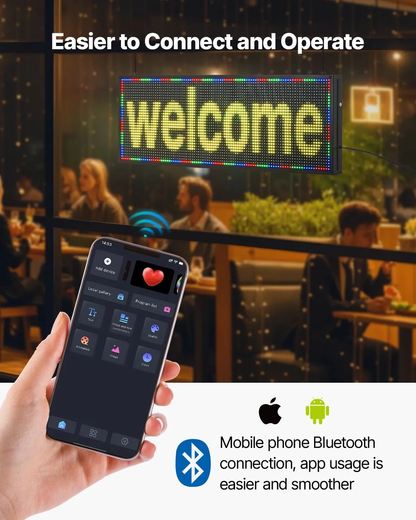 Letrero LED Programable 99 x 35 cm Panel Digital Flexible Desplazable a Todo Color Tablero de Visualización con Patrón de Texto Personalizado Control de Aplicación Bluetooth para Publicidad