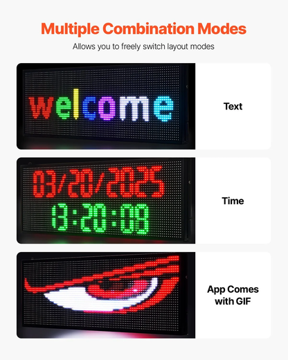 Letrero LED Programable 99 x 35 cm Panel Digital Flexible Desplazable a Todo Color Tablero de Visualización con Patrón de Texto Personalizado Control de Aplicación Bluetooth para Publicidad