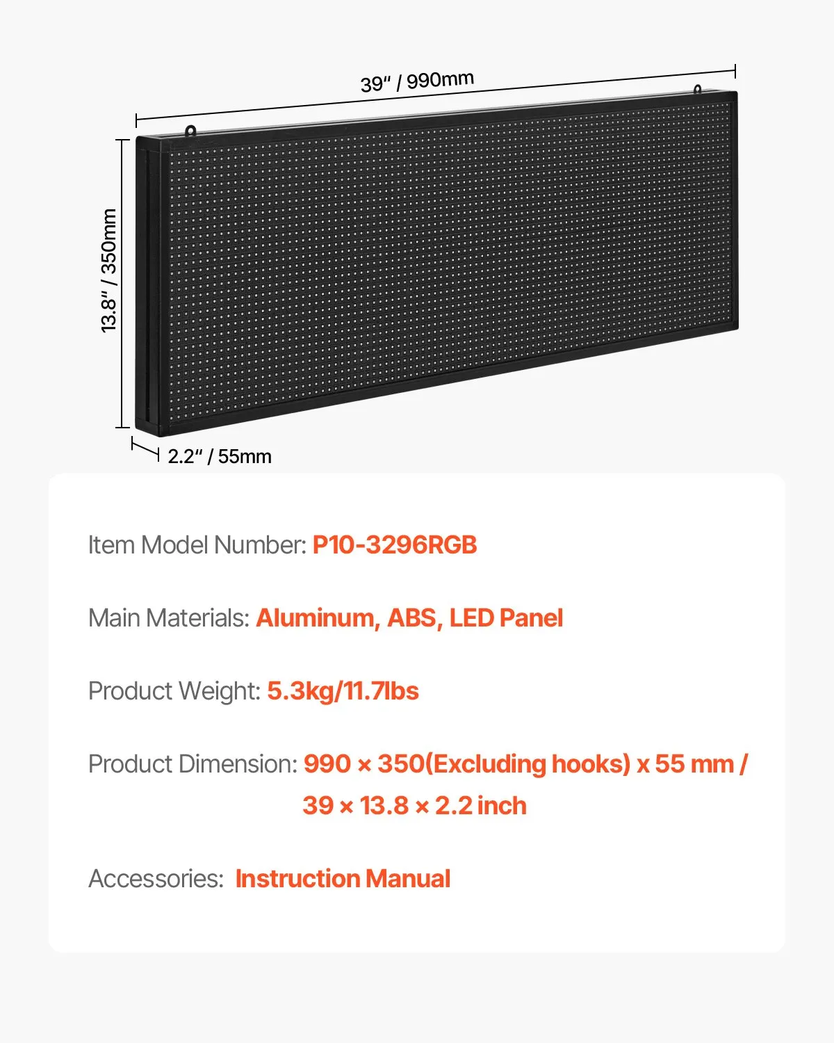Letrero LED Programable 99 x 35 cm Panel Digital Flexible Desplazable a Todo Color Tablero de Visualización con Patrón de Texto Personalizado Control de Aplicación Bluetooth para Publicidad