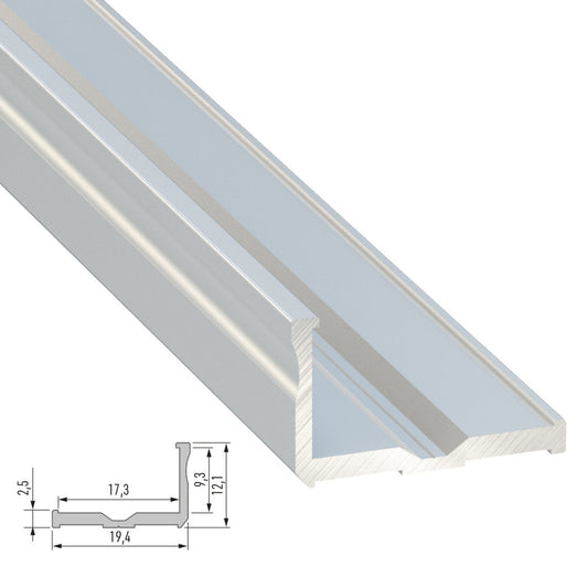 Perfíl Aluminio Tipo E 2,02M - Anodizado Plata