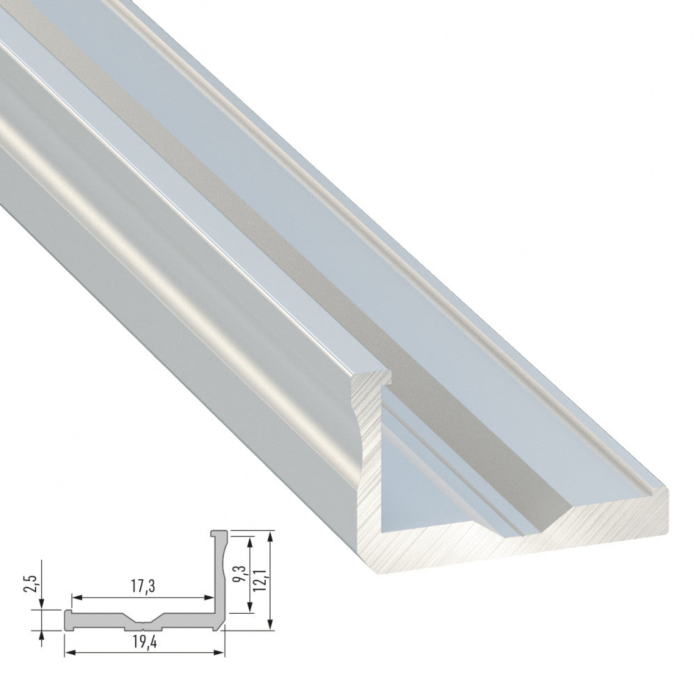 Perfíl Aluminio Tipo F 2,02M - Anodizado Plata