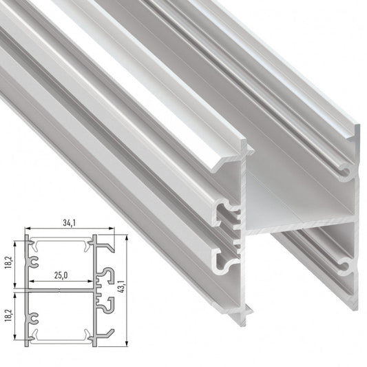 Perfil Aluminio Tipo DOPIO 2,02M - Lacado Blanco