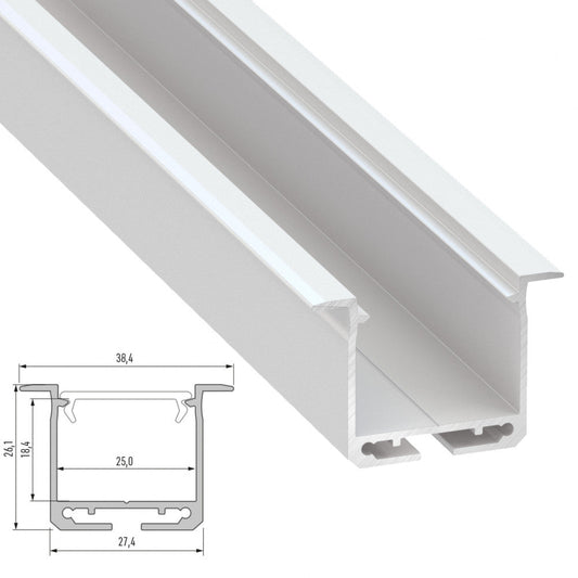 Perfíl Aluminio Tipo inDILEDA 2,02M - Anodizado Plata