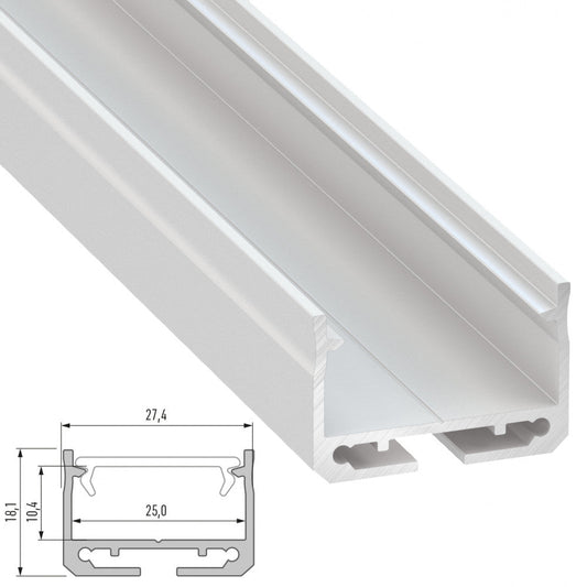 Perfíl Aluminio Tipo SILEDA 2,02M - Lacado Blanco