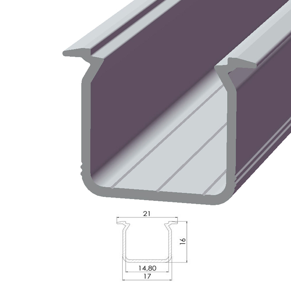 Perfíl Aluminio Tipo ECO P05 1,00M - Anodizado Negro