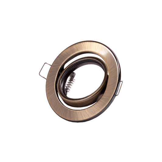 Aro Foco Downlight Circular Basculante  "Vepa" Acero 90mm - Latonado